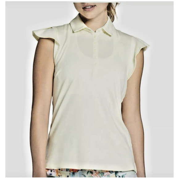 walter hagen womens size M clubhouse top flutter sleeve color lemon sorbet - Picture 1 of 3